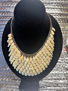 Premier Designs Blanca Layered Statement Necklace Cream & Gold
